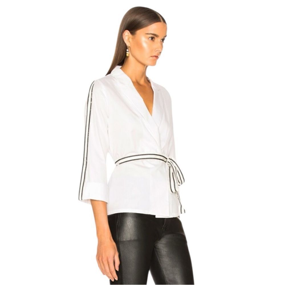 ALEXIS Madelyn White with Black Striped Cotton Top Size M - Picture 6 of 9